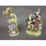 Samson Derby figural group together with another Continental porcelain figure