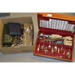 Cased set of plated Old English pattern cutlery,
