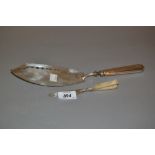 George III London silver fish slice with a later silver handle,