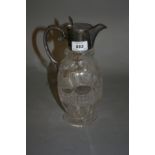 Cut glass and silver plate mounted claret jug