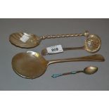 London silver seal top spoon with shell bowl, Sheffield silver server,