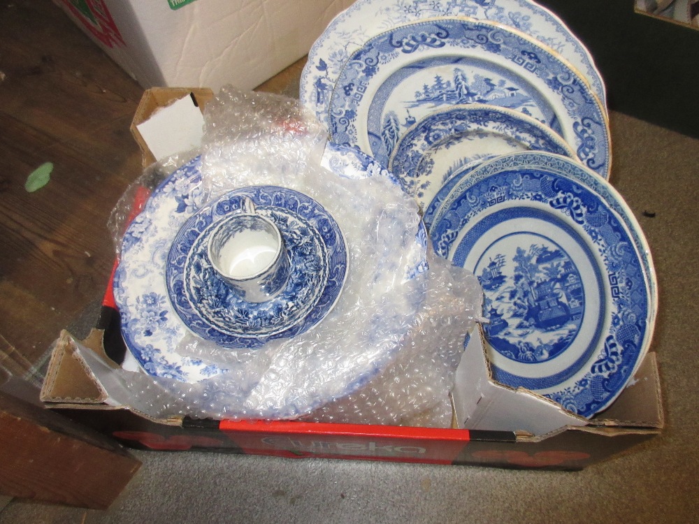 Small collection of 19th Century blue and white porcelain of various dishes and plates including