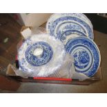 Small collection of 19th Century blue and white porcelain of various dishes and plates including