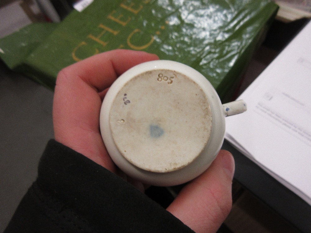 Small 19th Century continental porcelain oval table mirror with cherub surmount, - Image 2 of 14