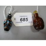 Miniature amber glass Georgian perfume bottle with glass stopper,