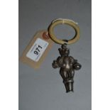 Birmingham silver childrens rattle / whistle / teether in the form of a bear,