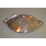 Large early 20th Century oval galleried two handled tray,