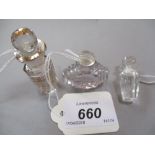 Clear glass barrel form scent bottle with stopper,