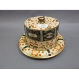 19th Century English pottery Imari pattern cheese dish and cover