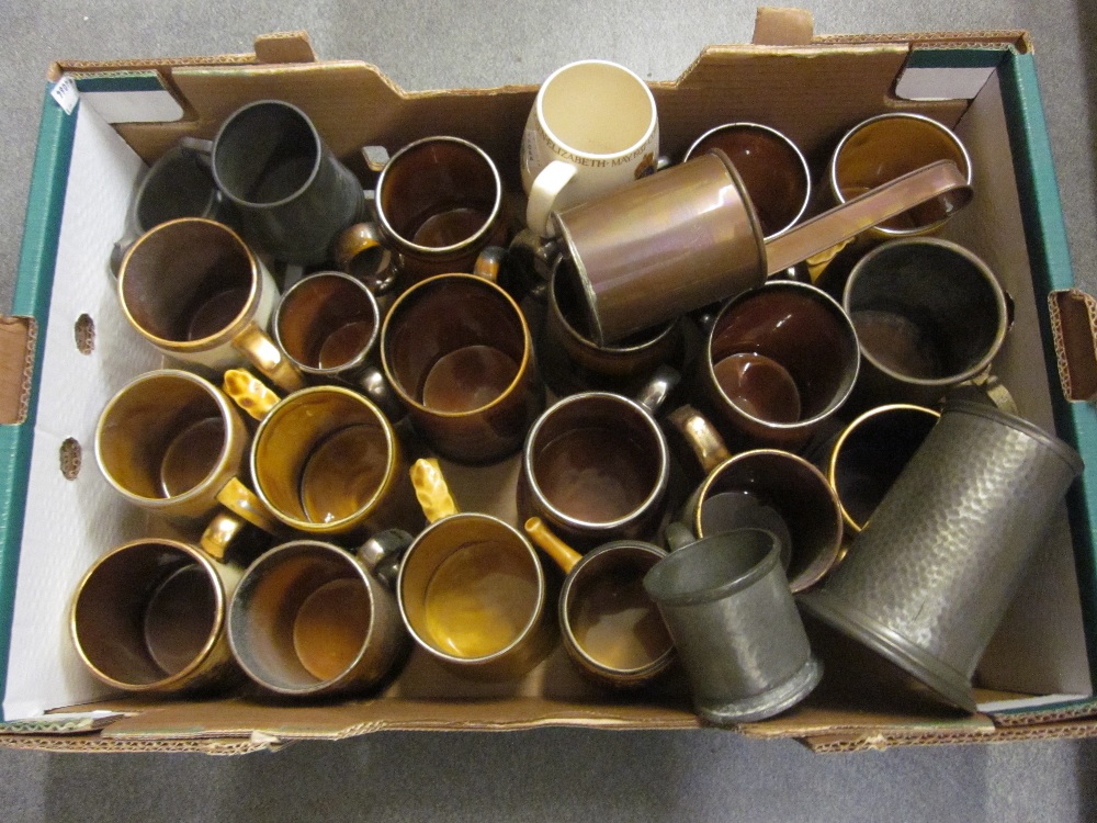 Collection of various pottery and other mugs