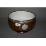 Circular silver mounted oak pedestal fruit bowl