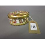 Naples porcelain and gilt metal mounted oval box decorated in low relief with classical figures in