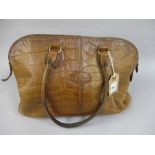 Ladies Mulberry brown simulated crocodile leather handbag