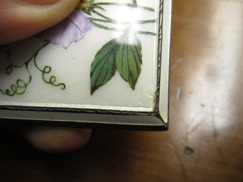 Mappin and Webb rectangular silver and floral enamel decorated cigarette case - Image 2 of 5