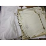 Box of various crochet edge and other table linen