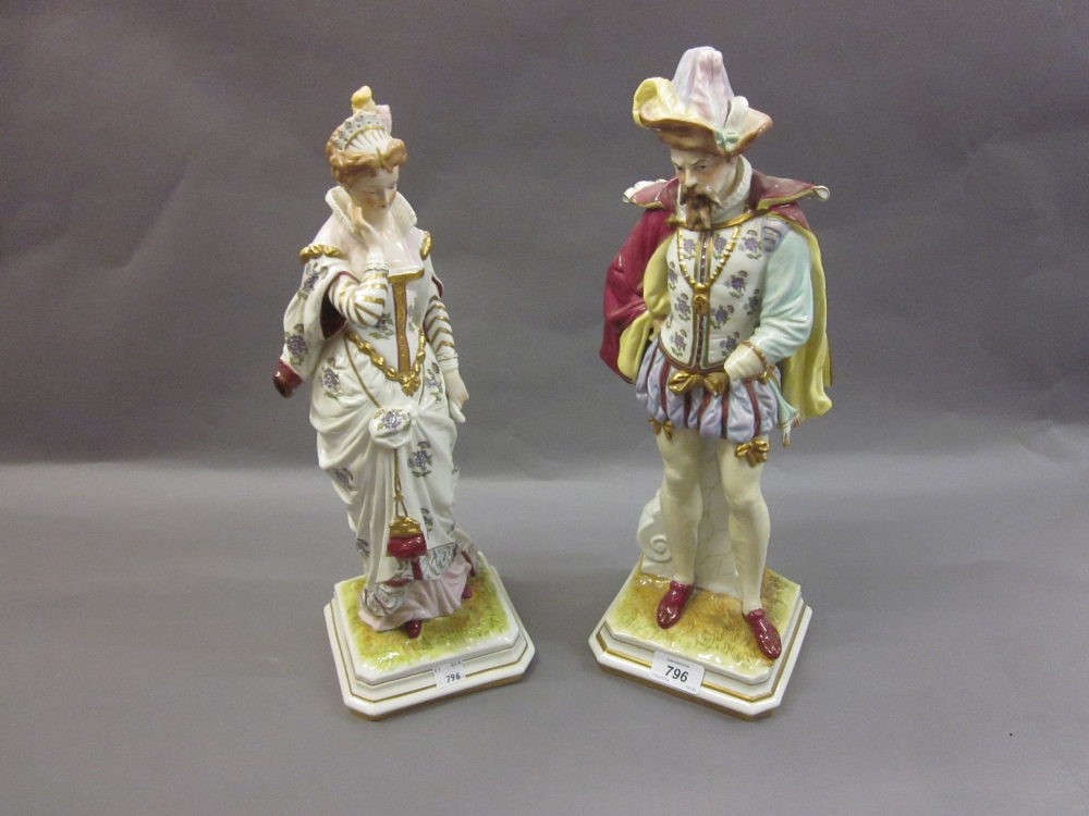 Pair of Paris porcelain figures of lady and gallant,