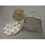 Ladies chain mesh evening bag together with two other evening bags