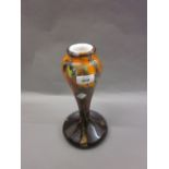 Bernard Acomito Studio Art glass vase lamp base with multi colour and gold decoration,