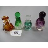 Amethyst to clear cut glass perfume bottle with matching stopper,