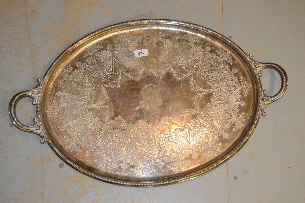 Large Edwardian oval silver plated two handled tray by Mappin Brothers