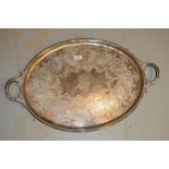 Large Edwardian oval silver plated two handled tray by Mappin Brothers