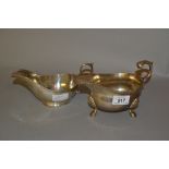 20th Century London silver sauce boat in 18th Century style,