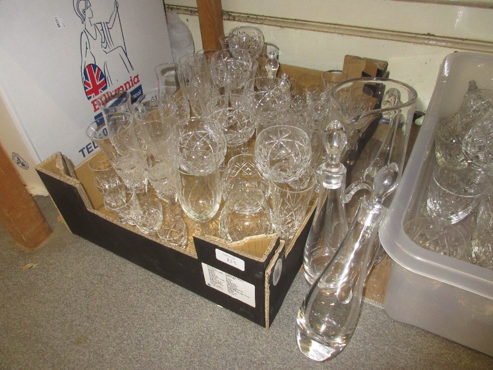 Three boxes containing a quantity of miscellaneous good quality cut glass drinking glasses - Image 3 of 3