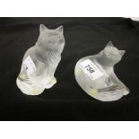 Two Lalique clear glass figures of cats