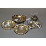 Pair of Chester silver circular pierced trinket dishes,