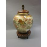 20th Century Japanese Satsuma ovoid vase adapted for use as a table lamp