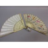 Late 18th or early 19th Century bone fan decorated with sequins and stars (at fault),