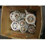 Box containing a quantity of 19th Century Davenport style floral decorated teaware,