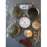 Two Waltham military issue pocket watches together with another military issue pocket watch,