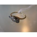 9ct Gold three stone diamond crossover ring