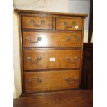 Reproduction oak hi-fi cabinet with a single door simulated as drawers