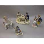Continental porcelain group of chess players,