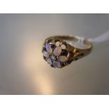 19th Century 18ct gold opal and ruby cluster ring