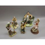 Five various Capo di Monte groups and figures