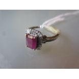 18ct White gold ruby and diamond set ring