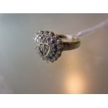 9ct Gold diamond set heart shaped ring