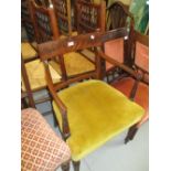 George III railback open elbow chair on turned fluted front supports