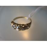 18ct Yellow gold five stone old cut diamond set ring