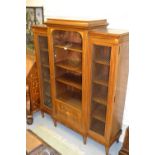 Good quality Edwardian marquetry and line inlaid bookcase,