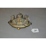 Unusual silver plated inkwell in the form of camels