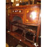 Small 19th Century mahogany and inlaid bow fronted sideboard with a centre drawer flanked by drawer