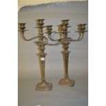 Pair of silver plated three branch candelabra (drilled for electricity)