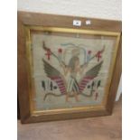 Oak framed needlework Egyptian style picture on linen