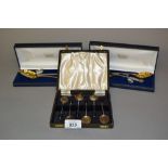 Two pairs of 19th Century Scottish silver berry spoons in later Goldsmith fitted cases,