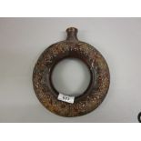 19th Century pottery ring form spirit flask