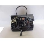 Mulberry navy blue patent leather handbag complete with original dust bag